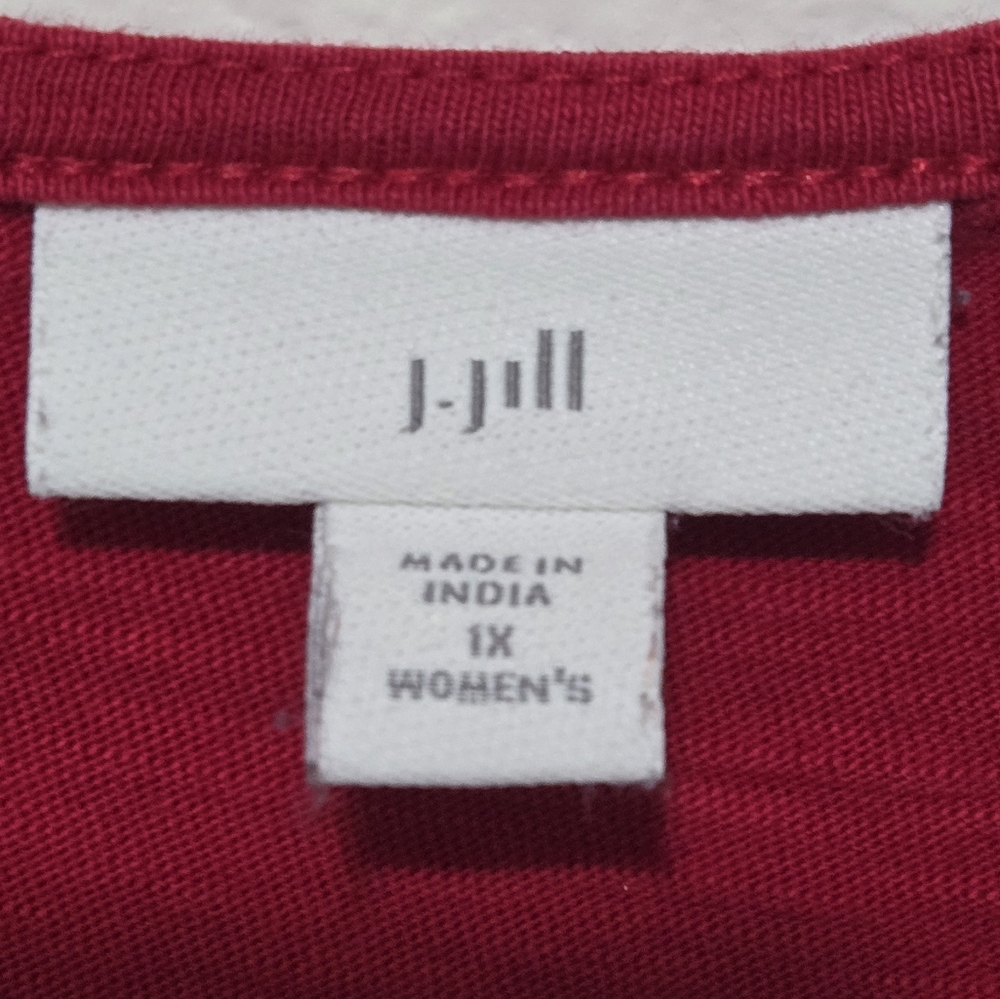 J JILL Red Cotton T-Shirt Dress with Short Sleeves and Pockets Size 1X - Picture 9 of 11